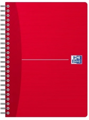 Caiet organizator Oxford Office Essentials, A5 90 file, spira dubla, coperta plastifiata flexibila, PEFC, Ecolabel, margine dubla si antet, dictando, diverse culori
